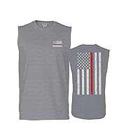 Firefighter Seal Support American Flag Thin Red Line Rescue USA Men's Muscle Tank Sleeveles t Shirt