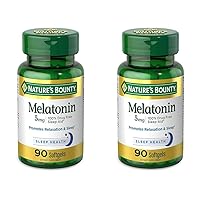 Melatonin, 100% Drug Free Sleep Aid, Dietary Supplement, Promotes Relaxation and Sleep Health, 5mg, 90 Softgels (Pack of 2)