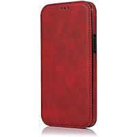 Case for iPhone 13/13 Mini/13 Pro/13 Pro Max, Magnetic Flip Leather Phone Case with Card Holder Kickstand Wallet Shockproof Case (Color : Red, Size : 13 Mini 5.4