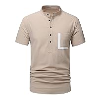Men's Button Golf Shirts Stand Collar Short Sleeve T Shirt Slim Fit Workout Tops Plain Lightweight Henley Tees