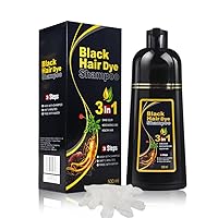 Herbal Black hair dye shampoo, 3 in 1 black hair shampoo for Cover Gray White Hair, Permanent natural black hair dye shampoo and conditioner, organic shampoo for women and men, 500ml