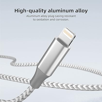 iPhone Charger [Apple MFi Certified] 3pack 10FT Long Lightning Cable Fast Charging High Speed Data Sync USB Cable Compatible iPhone 13/12/11 Pro Max/XS MAX/XR/XS/X/8/7/Plus/6S (Grey White)
