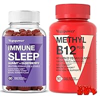 Methyl B12 Gummies + Immune Sleep Gummies | Vitamin B12 Gummies with Vitamin D Supplement for Energy and Immune Support | 3 mg Melatonin plus Elderberry for Restful Sleep & immune, Vegan, NON-GMO