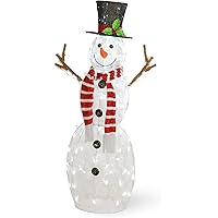 National Tree Company Artificial Christmas Décor | Includes Pre-strung White Lights and Ground Stakes | Snowman - 4 ft