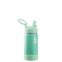 Takeya Actives Kids Insulated Stainless Steel Kids Water Bottle with Straw Lid, 14 oz, Seafoam