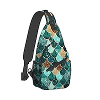 Mermaid Fish Scale Print Print Trendy Casual Daypack Versatile Crossbody Backpack Shoulder Bag Fashionable Chest Bag