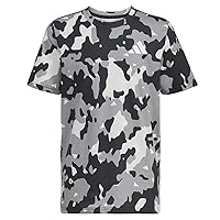 adidas Boys' Short Sleeve Cotton Allover BoS T-Shirt, Black Grey Camo, Medium