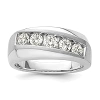 10k White Gold Lab Grown Diamond SI1 SI2 G H I Mens 5 stone Ring Size 10.00 Jewelry Gifts for Men