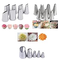 5+7+7 Pieces Rose Flower & Leaf Piping Tips Set Cake Decorating Tips Icing Piping Nozzles Set Cupcake Decorating Kit Cupcake Pastry Tool Stainless Steel