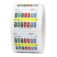 Removable Universal Labels for Food Rotation Use by Food Preparation Days of The Week Prep Date Stickers 2 x 2 Inch 500 Adhesive Removable Stickers
