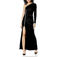 BCBGMAXAZRIA Women's One Sleeve Evening Gown with Side Slit