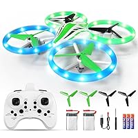NXONE Drone for Kids and Beginners Mini RC Helicopter Quadcopter Drone with 7 color LED Lights, Altitude Hold, Headless Mode, with Remote Control (White Green)