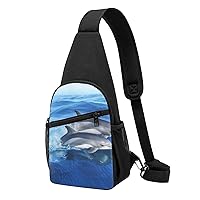 Sling Bag Crossbody for Women Fanny Pack Dolphin Family Chest Bag Daypack for Hiking Travel Waist Bag