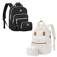 MATEIN Small Backpack Purse for Women, Cute Lightweight Mini Daily Shoulder Bags with USB Charging Port, Fashion Waterproof Casual Daypack for College Travel Work, Gift for Ladies, 2pcs Set, Beige