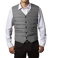 Men's Suit Down Puffer Vest - Winter V-Neck Ultra Light Quilted Waistcoat Jacket, Lager Size Warm Waterproof Sleeve