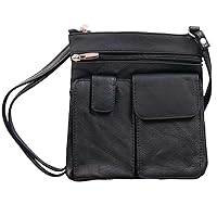Hot Leathers Black Leather 6 Pocket Purse with 4 Zippers PUA1147-8X8X1