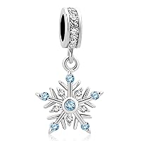 KunBead Jewelry Christmas Snowflake Dangle Charms Compatible with Pandora Bracelets