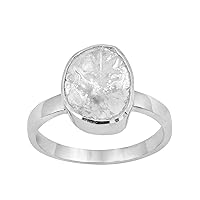 1.0 CT Bezel Set Uncut Polki Diamond Solitaire Ring 925 Sterling Silver Platinum Plated Handmade Jewelry Gift for Women