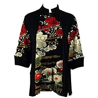 Moonlight - Asian Garden, Geometric & Floral Print, Asian Themed Top