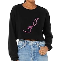 One Line Art Cropped Long Sleeve T-Shirt - Great Item - Hookah Gifts