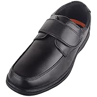 Mens Boys Faux Leather Easy Slip On Touch and Close Formal Smart Wedding School Work Shoes