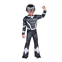 MARVEL’S BLACK PANTHER OFFICIAL TODDLER COSTUME - Muscle Chest Jumpsuit with Fabric Mask