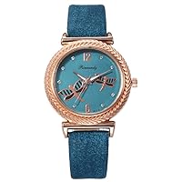 myQ 1 pc Womens Luxury Watches Top Brand Women Rose Gold Watch Dragonfly Dial Leather Strap Ladies Watches Gifts Bracelet jewelry, Green