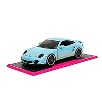 Pink Slips 1:24 W4 Porsche 911 Turbo (997) Die-Cast Car w/Base, Toys for Kids and Adults(Light Blue)