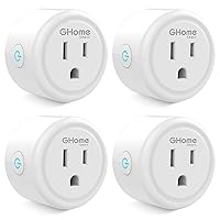 GHome Smart Mini Plug Works with Alexa and Google Home, WiFi Outlet Socket Remote Control with Timer Function, ETL FCC Listed (4 Pack), White