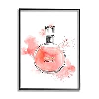Stupell Industries Pink Fashion Watercolor Cosmetic Perfume Bottle Designer Glam, Designed by Ziwei Li Black Framed Wall Art, 16 x 20, White