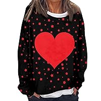 Sweatshirt for Women Fashion Long Sleeve Valentine's Day Printed Neck Sweatshirt Top