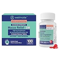 WELMATE Complete Cold & Allergy Relief Kit: Maximum Strength Nasal Decongestant PE (200 Tablets) & Mucus Relief DM 1200mg Guaifenesin/60mg DXM (100 Ct) - Non-Drowsy Sinus, Cough, and Congestion Relief