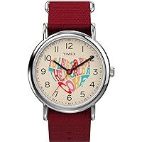 Timex Men's Weekender x Coca Cola Stainless Steel Quartz Watch with Fabric Strap, Red, 20 (Model: TW2V29900)