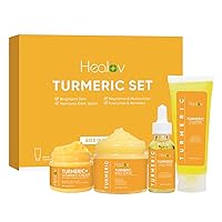 Turmeric Skincare Set - Turmeric Skin Care Products Brightening & Acne - Turmeric Skin Care Kit, Turmeric Skin Care Set - Turmeric Cleanser, Body Scrub, Face Cream & Facial Serum