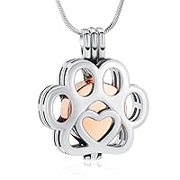 Minicremation Pet Cremation Jewelry For Ashes Paw Print Urn Necklace for Ashes Cremation Necklace for Pet Ashes Stainless Steel Ash Necklace Memorial Ash for Women Men