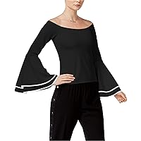 Womens Textured Knit Blouse, Black, XX-Small