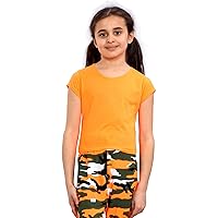 New Girls Kids Plain Short Sleeve Stretch Summer Tee T-Shirt Crop Top 3-13 Years
