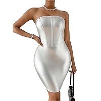 Dresses for Women - Women's Solid Tube Bodycon Dress