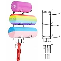 Yes4All 3-Tier and 5-Tier Steel Yoga Mat Rack Organizer Wall Mount with 3 Hooks, Foam Roller Holder Wall Mount Rack For Yoga Mat Storage, Hanging Yoga Strap and Resistance Bands
