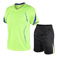 Men's Summer Fashion Pattern Printed T Shirts and Shorts Mesh Casual Loose Sports Short Sleeve Shorts Tops Set