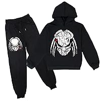 The Predator Hooded Tops+Soft Pants Set Kids Novelty Daily Clothes Suit-Lightweight Hoodie Outfits for Boys Girls