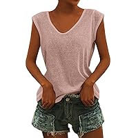 Womens Cap Sleeve Tops Summer Tank Top Casual Basic Tees Shirts Crewneck Vacation Loose Tee Tops