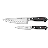 Wüsthof Classic Hollow Edge 2-Piece Chef's Knife Set, Black, 6-inch and 3.5-inch