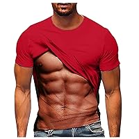Work Tshirts for Mens Funny 3D Printed Short Sleeve T-Shirt Fake Muscle Shirt Graphic Shirt Novelty Graphic Shirt