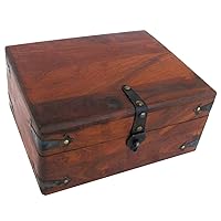 Antique Style Wood Writing Travel Document Case Inkwell Storage Box