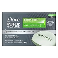 Dove Men + Care Body & Face Bar, Extra Fresh 4 ea ( Pack of 2)