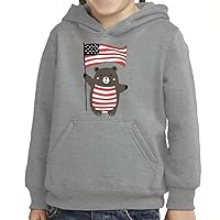 Funny Bear Toddler Pullover Hoodie - American Flag Sponge Fleece Hoodie - Cute Hoodie for Kids