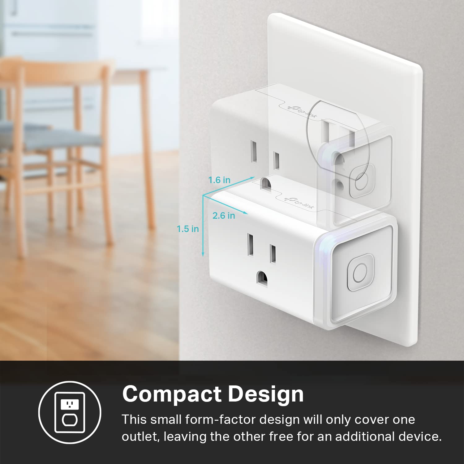 Kasa Smart Plug Mini 15A, Apple HomeKit Supported, Smart Outlet Works with Siri, Alexa & Google Home, UL Certified, App Control, Scheduling, Timer, 2.4G WiFi Only, 4-Pack (EP25P4), White