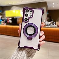 Ring Magnetic Phone Case for Samsung Galaxy S24 Ultra S22 S23 Ultra Plus A53 A33 A54 A15 Clear Cover,Purple ZJ,for Samsung S24Ultra