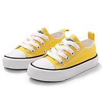PATPAT Toddler Kid Boys and Girls Slip On Sneakers, Toddler Sneakers Little Kid Big Kid Shoes Canvas Sneaker Toddler Shoes Yellow